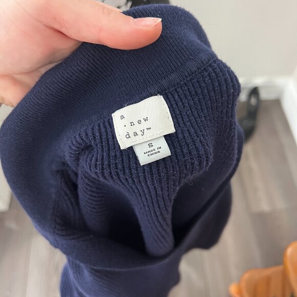 Navy Blue Ribbed Collared Sweater - Picture 6 of 6